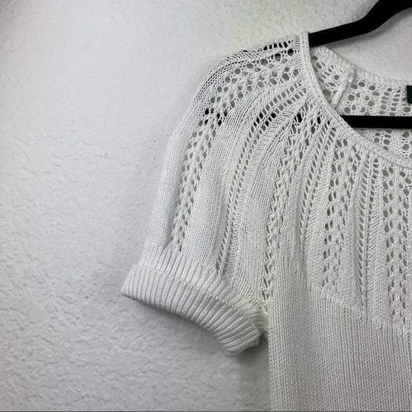❤️ Lauren Ralph Lauren Knit White Short Sleeve Top M - Picture 4 of 6